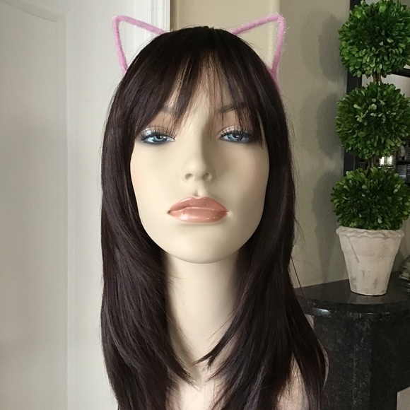 Cat Ears Hair Headband Pink Fuzzy Kitten Halloween Party Costume Crafts Girl NEW - Picture 6 of 13